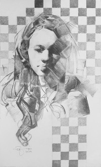 Rafique Somroo, 14 x 22, Pencil on Paper, Figurative Painting, AC-RSO-025